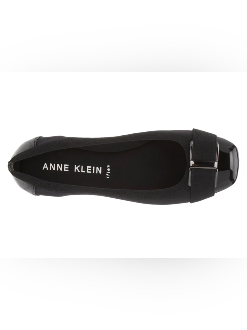Anne Klein Ultimate Black Women's Ballet Flats Vegan Patent Square Toe